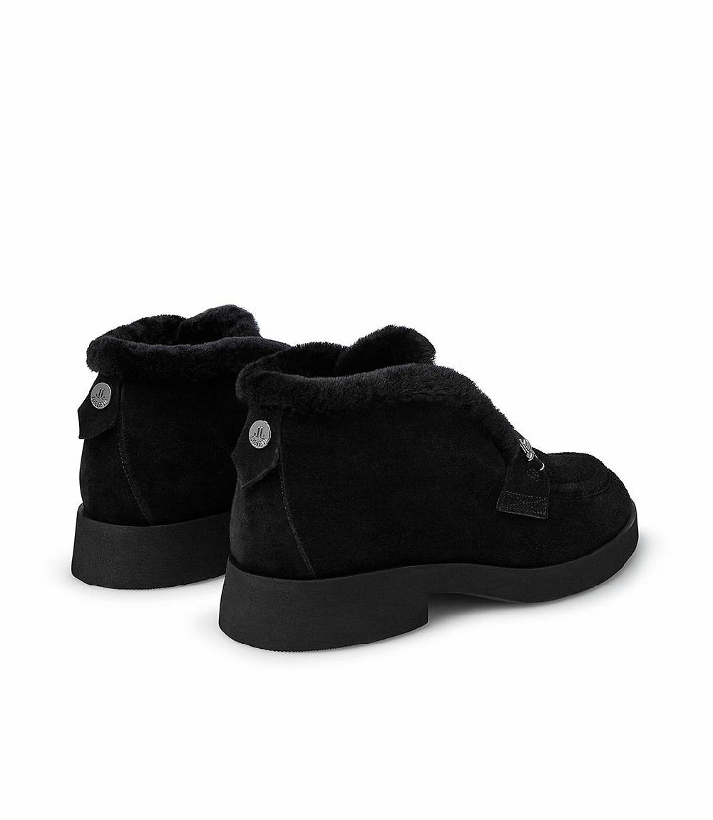 Loriblu Mocassini in pelliccia nera con fibbia-logo Presa