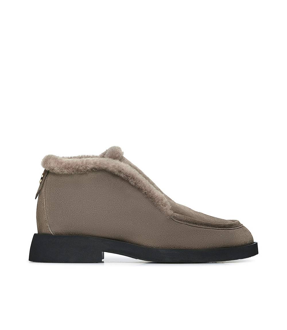 Loriblu Mocassini in camoscio e pelliccia fango Offerta