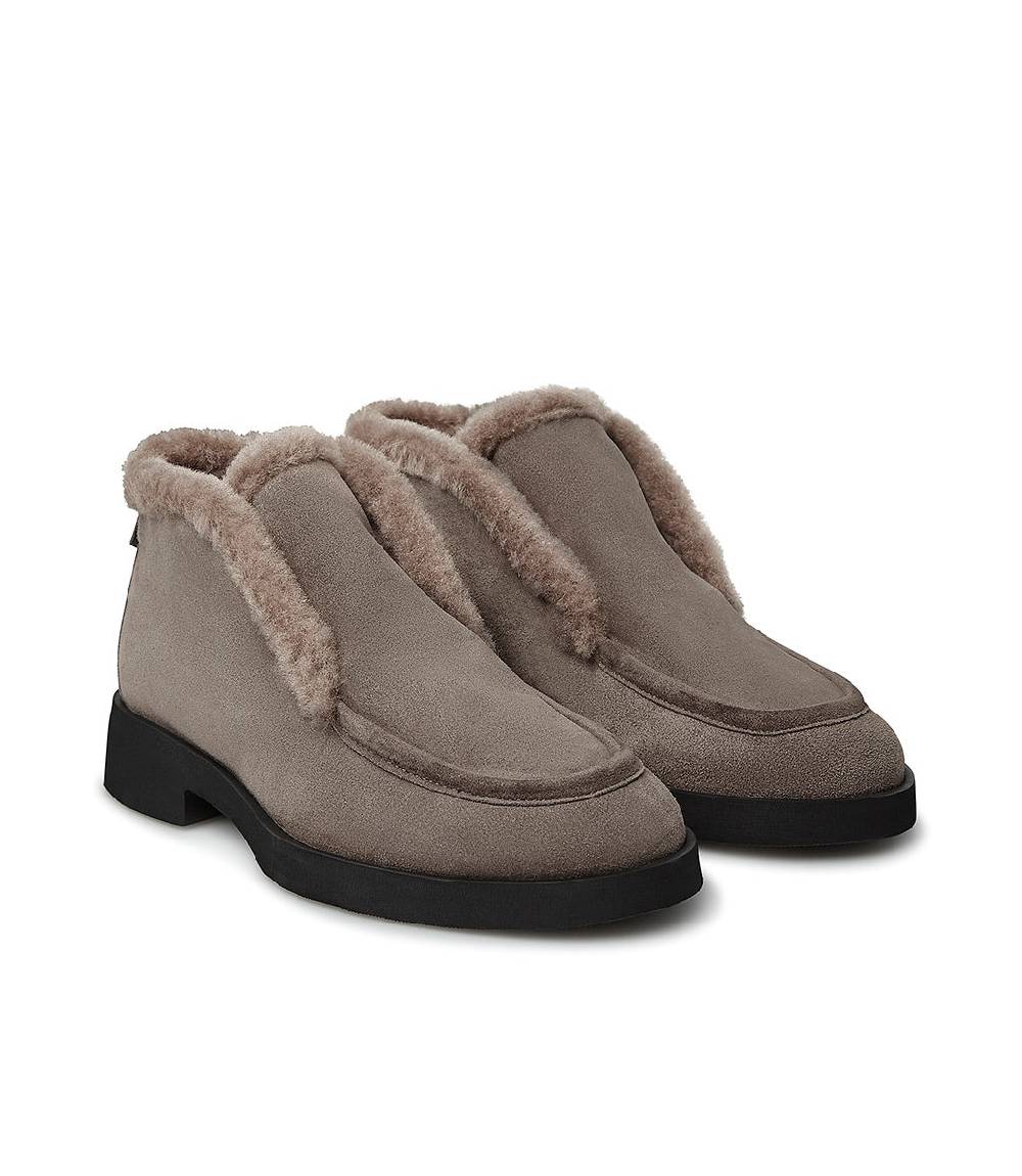 Loriblu Mocassini in camoscio e pelliccia fango Offerta