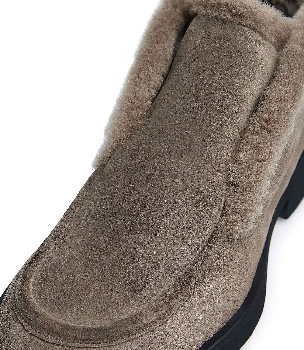 Loriblu Mocassini in camoscio e pelliccia fango Offerta