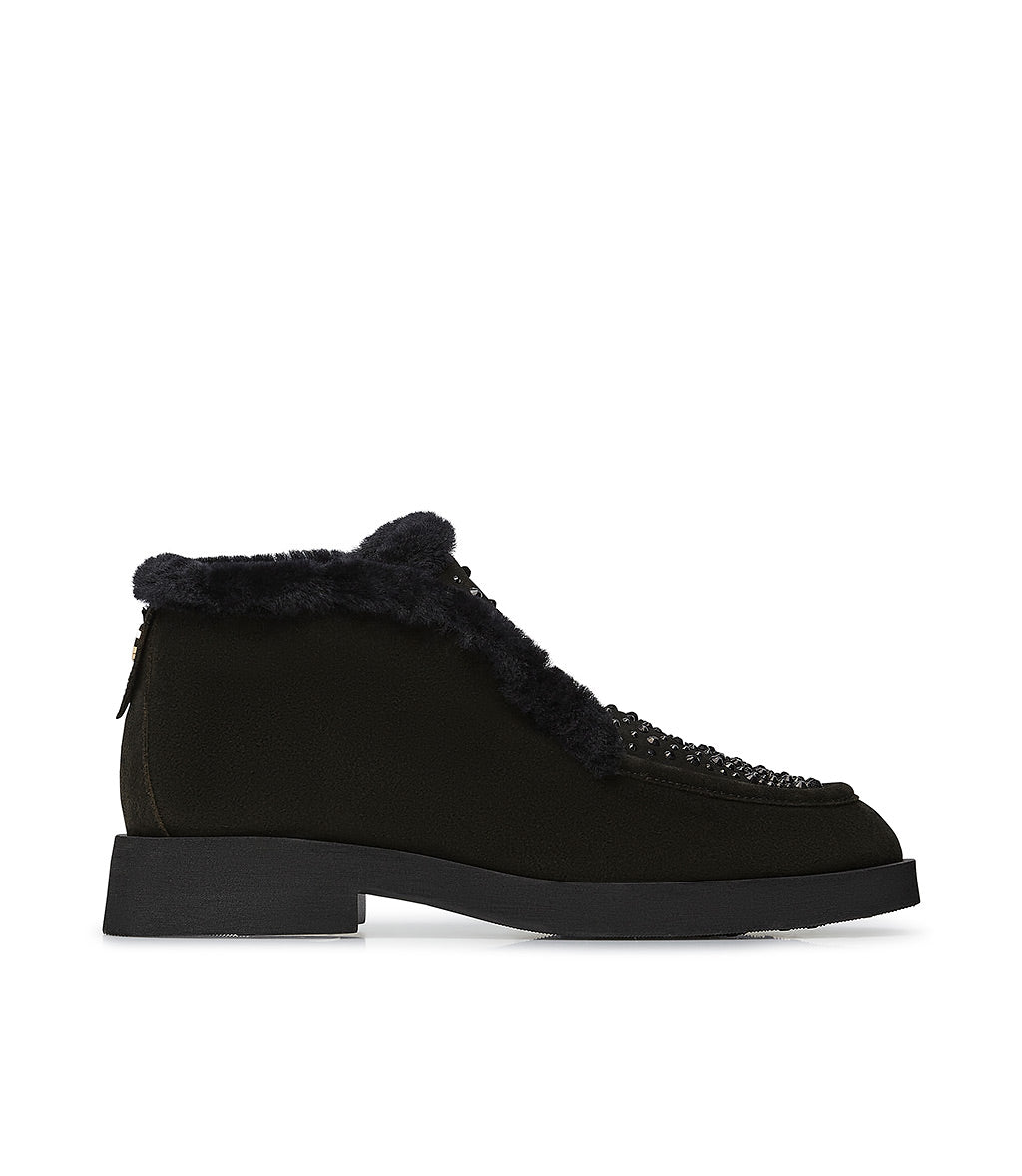 Loriblu Mocassini in pelle scamosciata e shearling nero