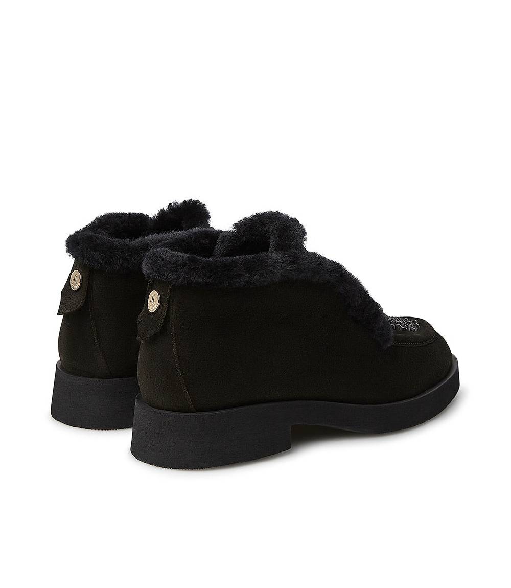 Loriblu Mocassini in pelle scamosciata e shearling nero Economico