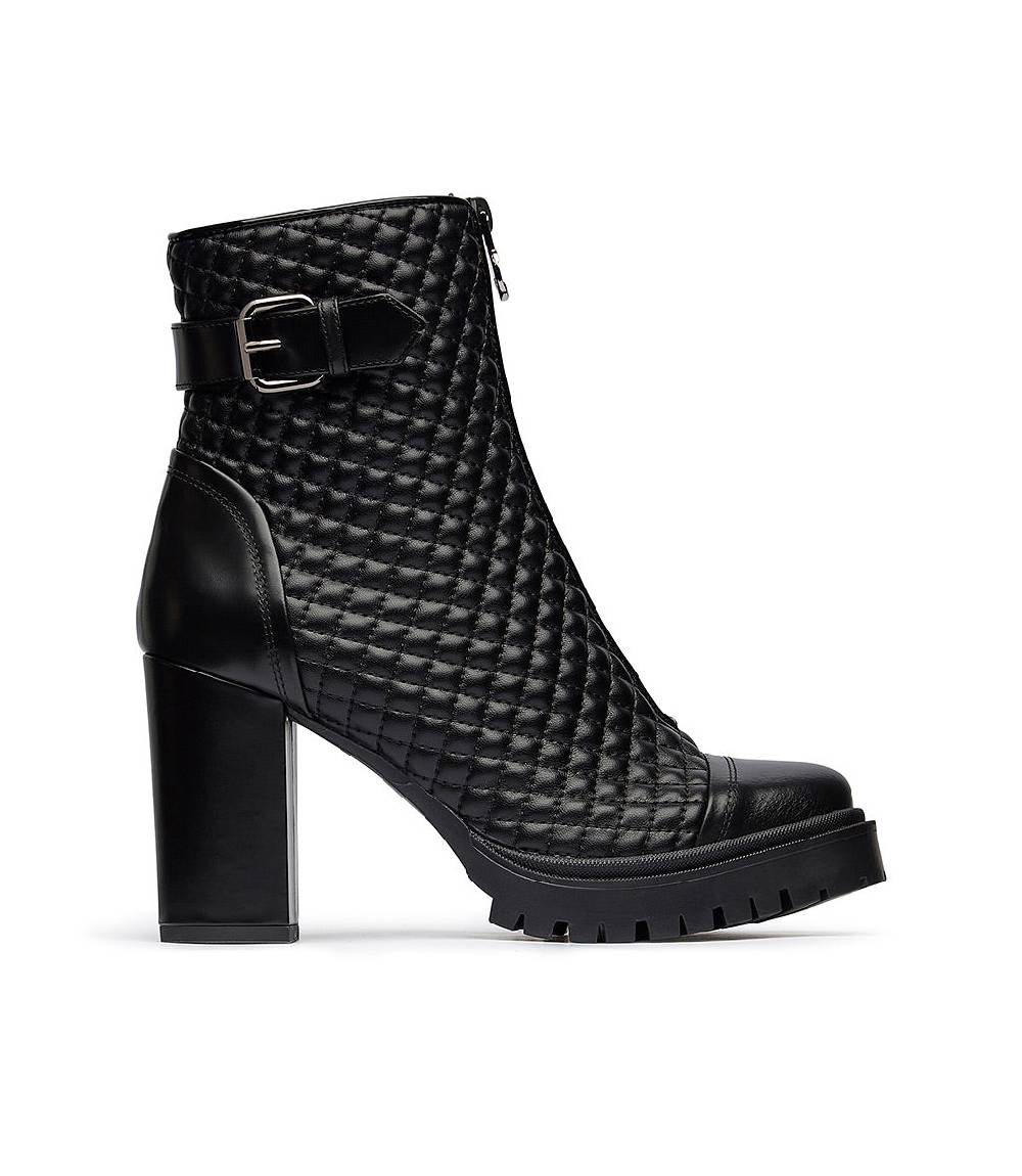 Loriblu Stivaletti in pelle nera con inserti trapuntati Outlet