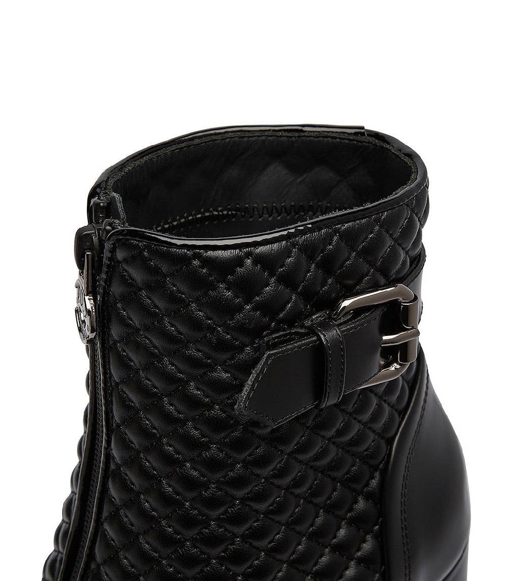 Loriblu Stivaletti in pelle nera con inserti trapuntati Outlet