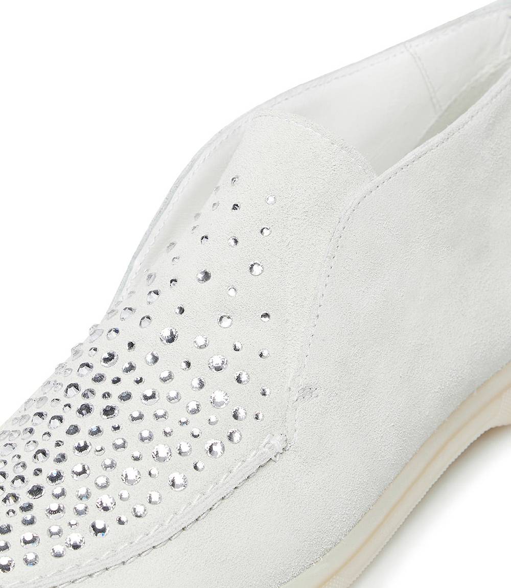 Loriblu Mocassini in pelle scamosciata bianco con cristalli I Più Venduti