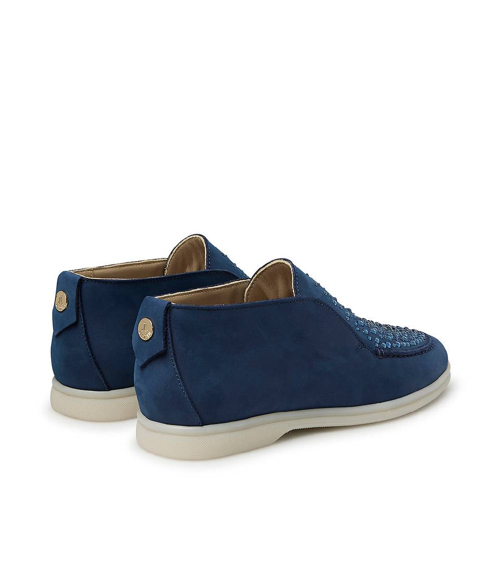 Loriblu Mocassini in pelle blu con cristalli Nuova