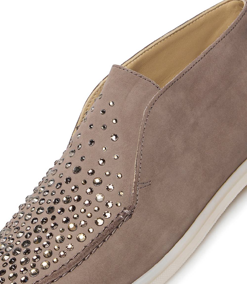 Loriblu Mocassini in pelle fango con cristalli Moda