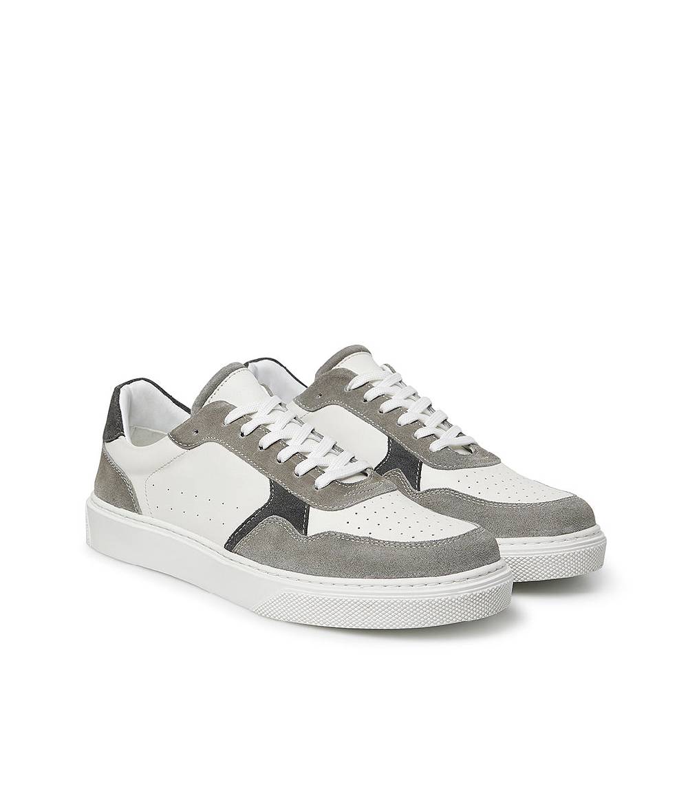 Loriblu Sneaker in pelle bianca e camoscio tortora In Linea