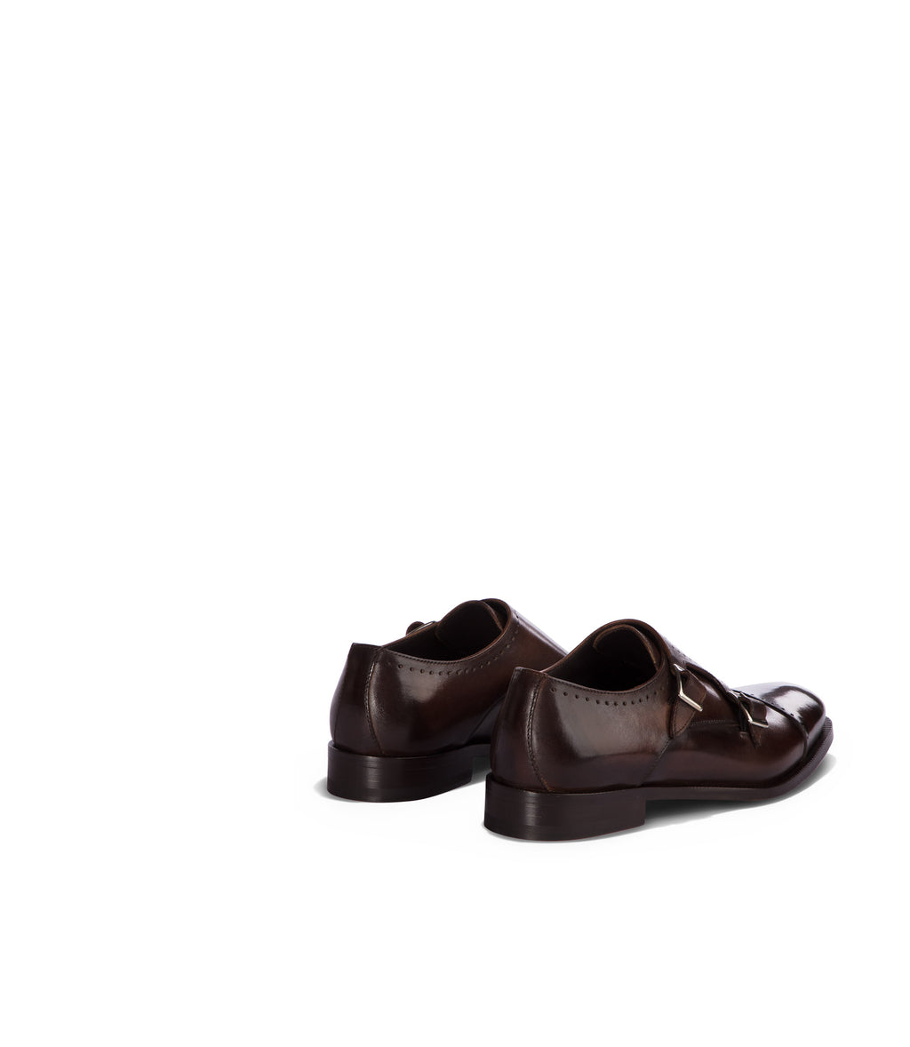 Loriblu Monk strap in pelle marrone brogue Online