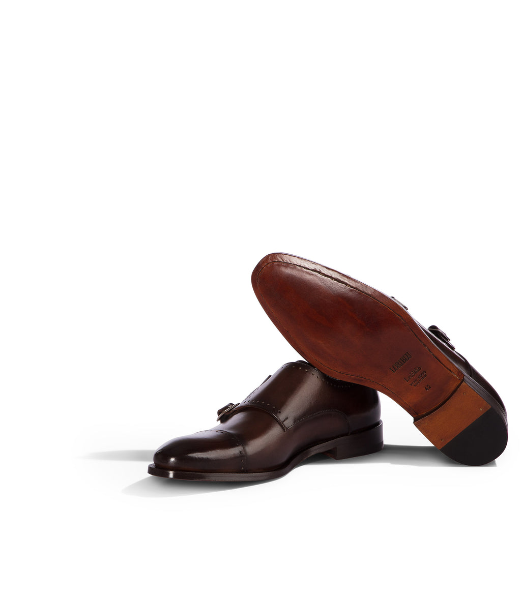 Loriblu Monk strap in pelle marrone brogue Online