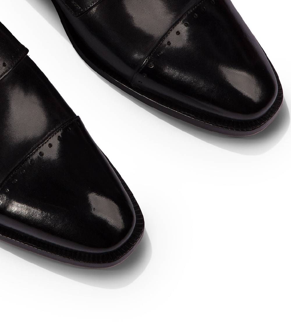 Loriblu Monk strap in pelle nera brogue Outlet