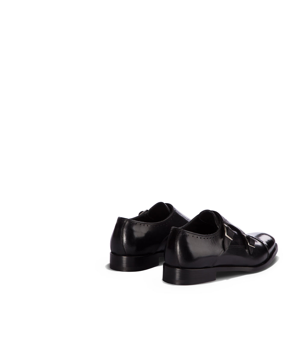 Loriblu Monk strap in pelle nera brogue Outlet