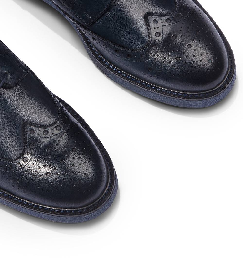 Loriblu Derby in pelle brogue blu Offerte