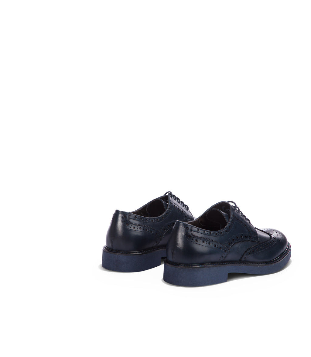 Loriblu Derby in pelle brogue blu Offerte