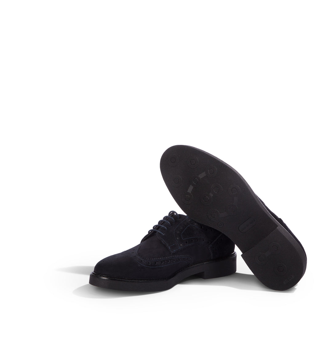 Loriblu Derby in camoscio brogue blu Vendita Calda