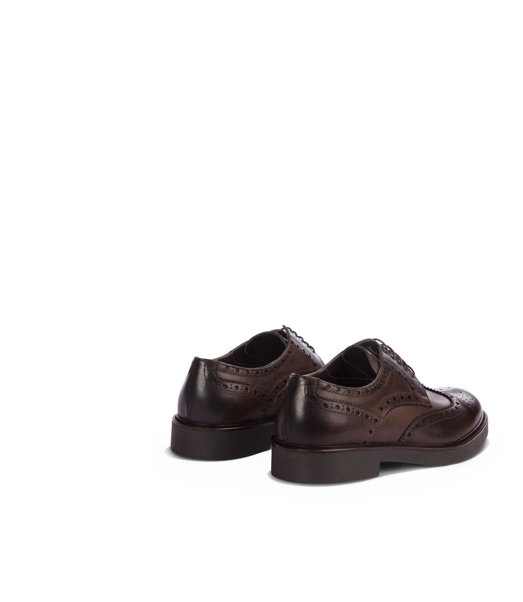 Loriblu Derby in pelle brogue marrone Vendita Economica