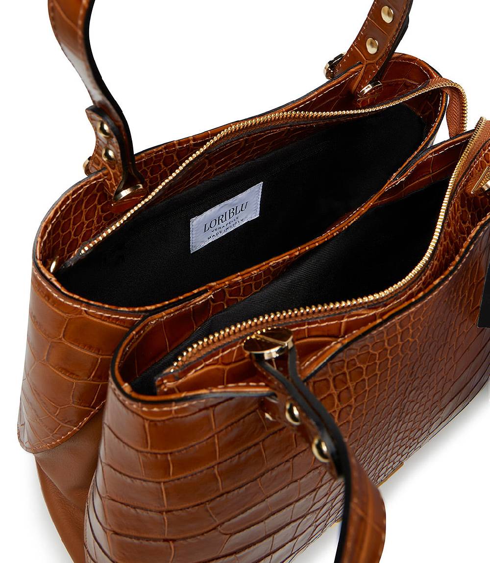 Loriblu Borsa tote cuoio in pelle stampa cocco In Linea
