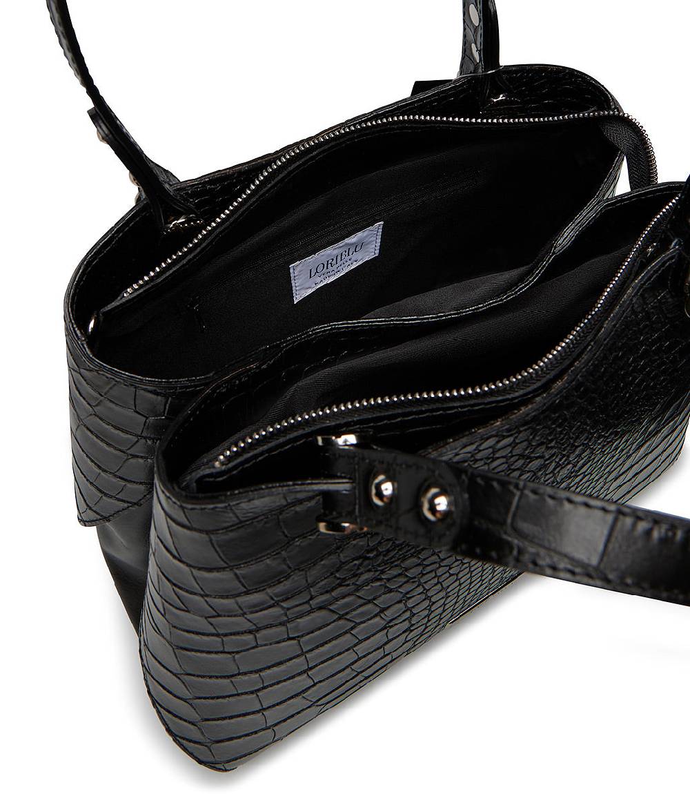 Loriblu Borsa nera in pelle stampa cocco Qualità