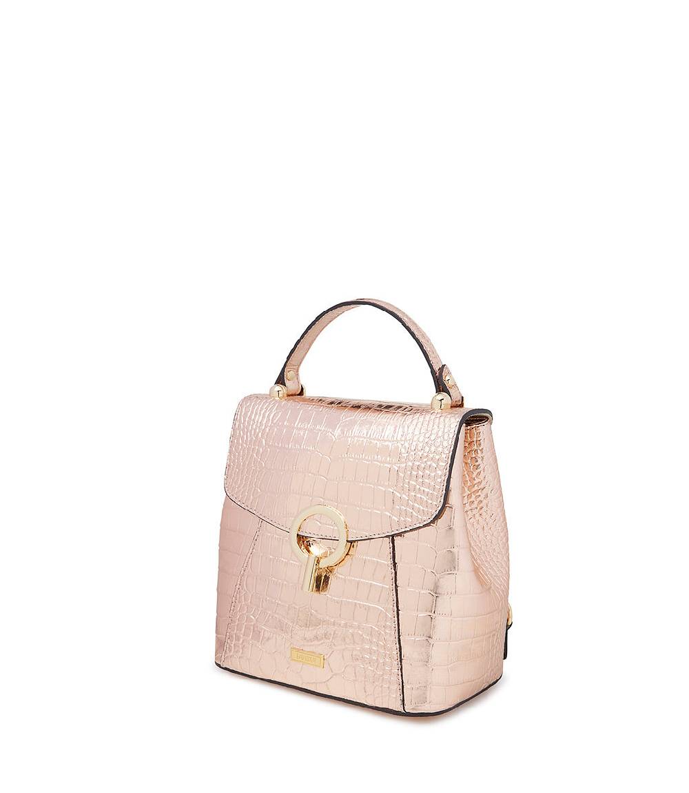 Loriblu Borsa a mano rosa in pelle laminata stampa cocco Promozione