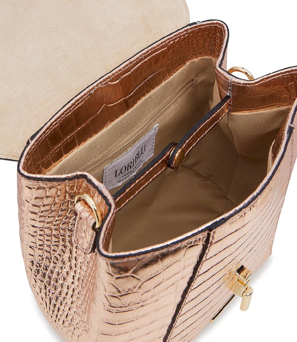 Loriblu Borsa a mano rosa in pelle laminata stampa cocco Promozione