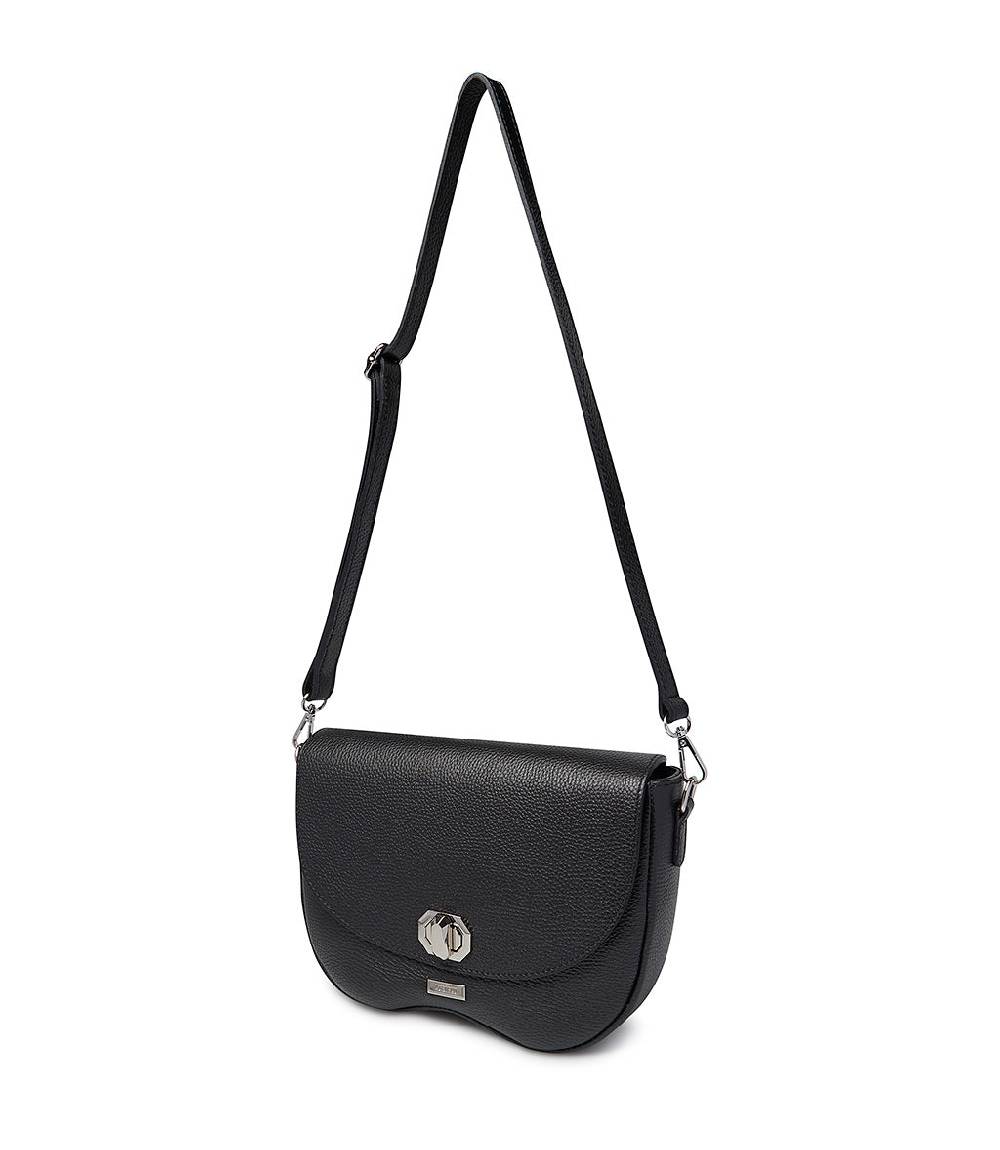 Loriblu Borsa a tracolla in pelle nera testurizzata Spedizione Gratuita
