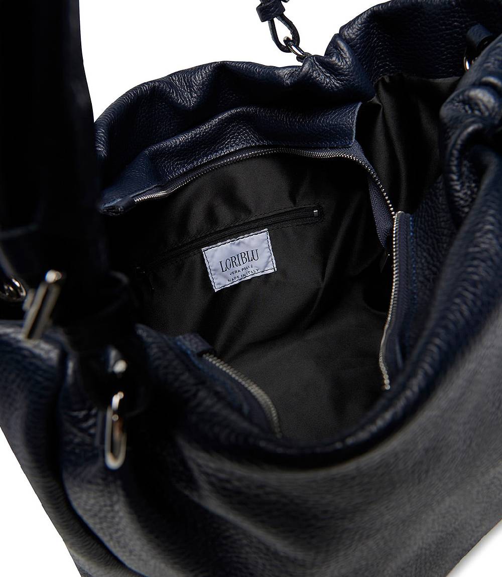 Loriblu Borsa in pelle martellata blu Qualità Garantita
