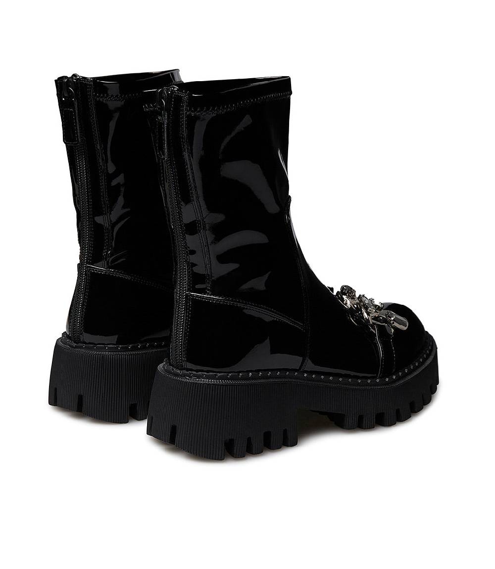 Loriblu Stivaletto in vernice nera con pietre Presa
