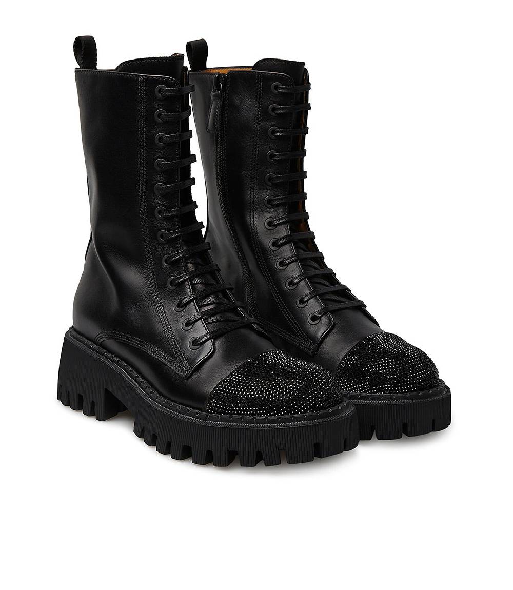 Loriblu Anfibi in vitello nero con cristalli Sconto