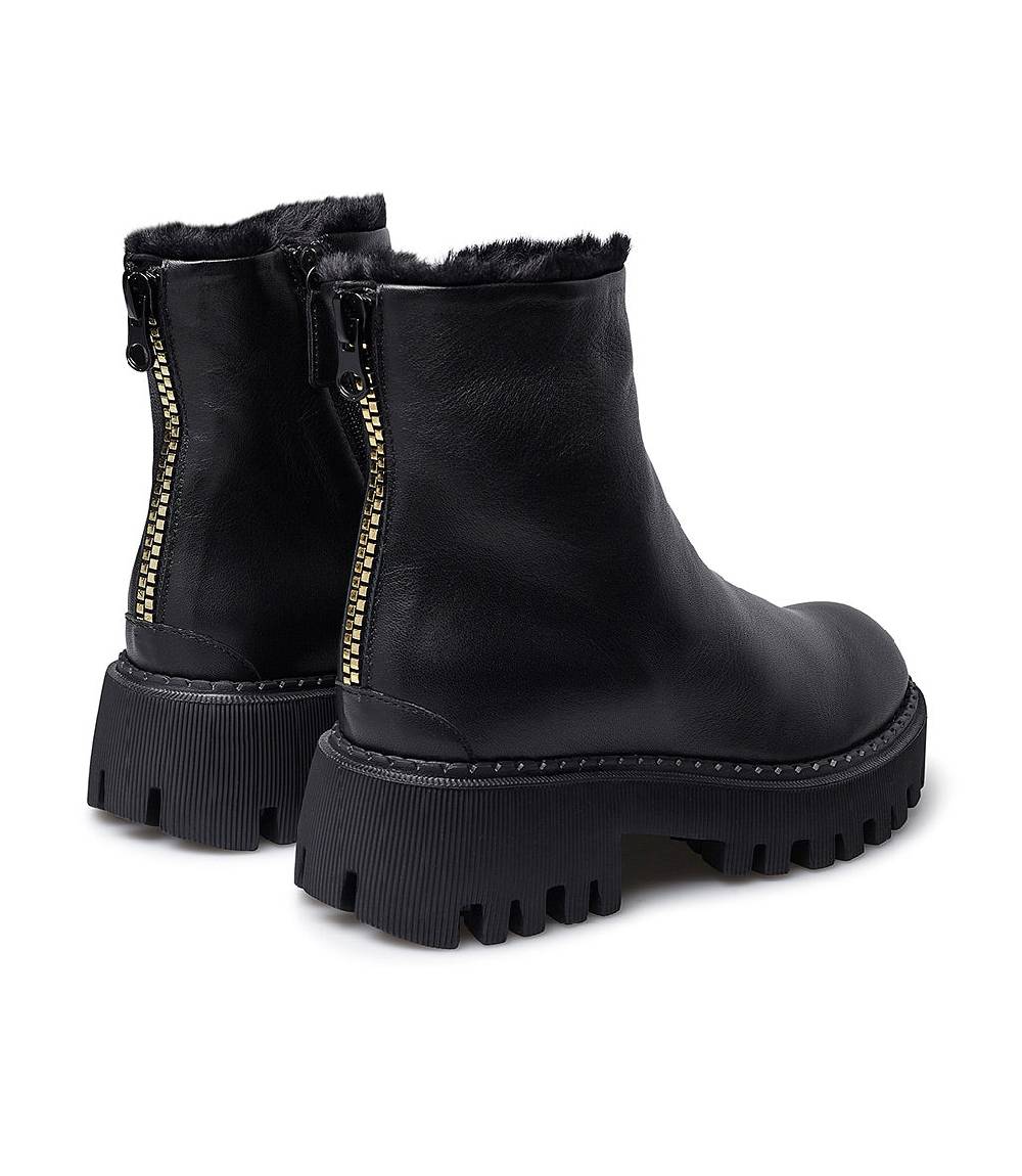 Loriblu Stivaletto in vitello nero con fodera montone Offerta