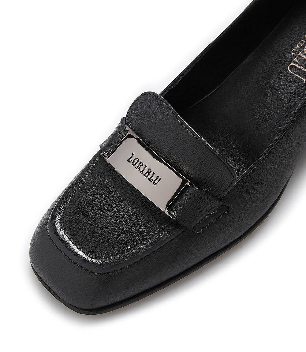 Loriblu Mocassini in nappa nera con placca logo Offerte