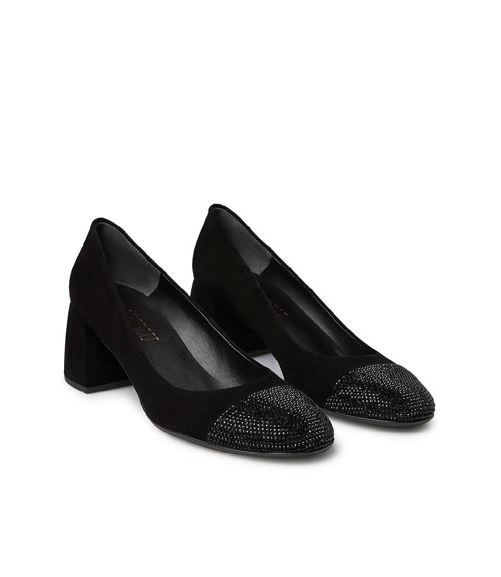 Loriblu Décolleté in camoscio nero con cristalli Moda