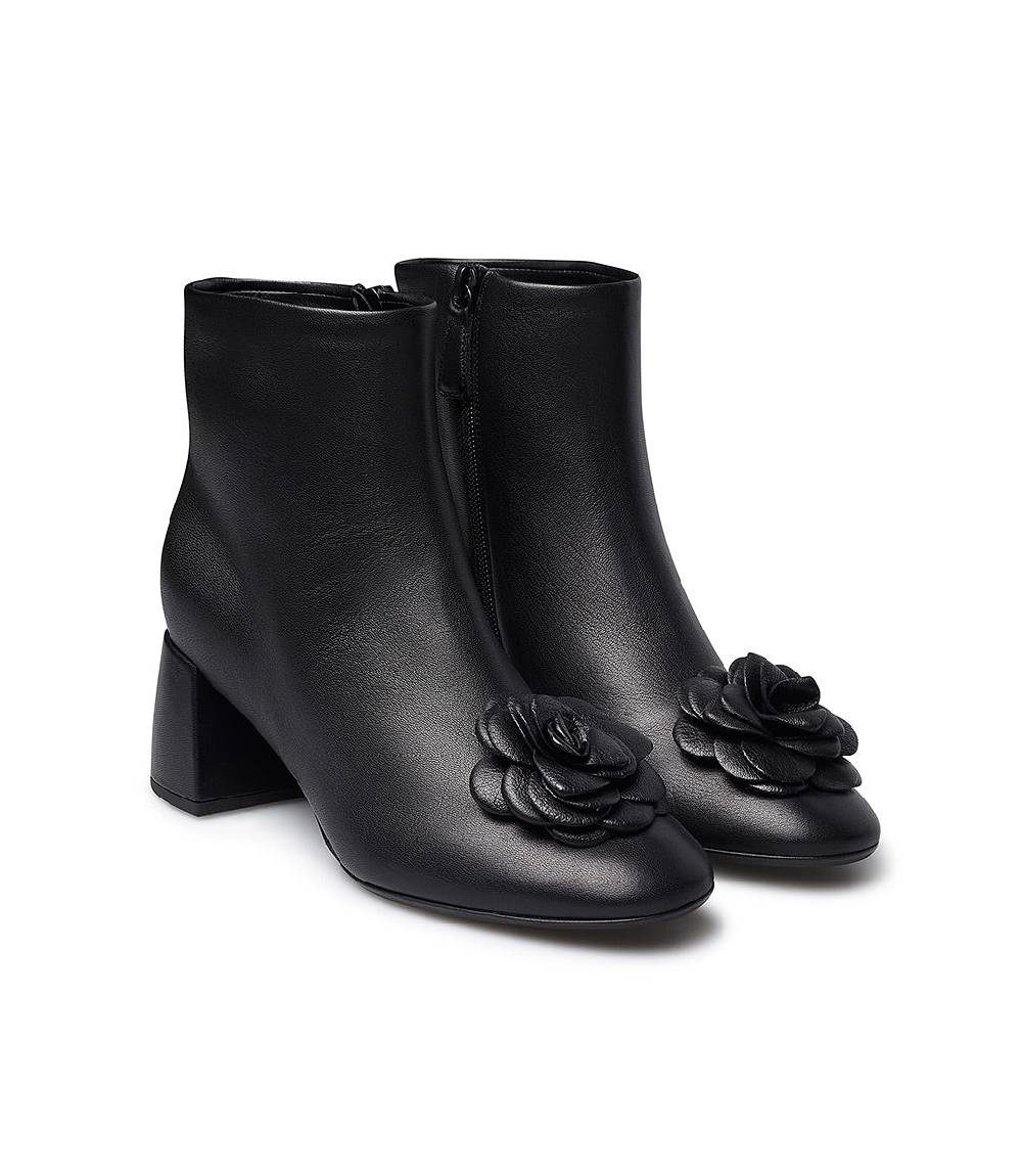 Loriblu Stivaletto in nappa nera con fiore 2025