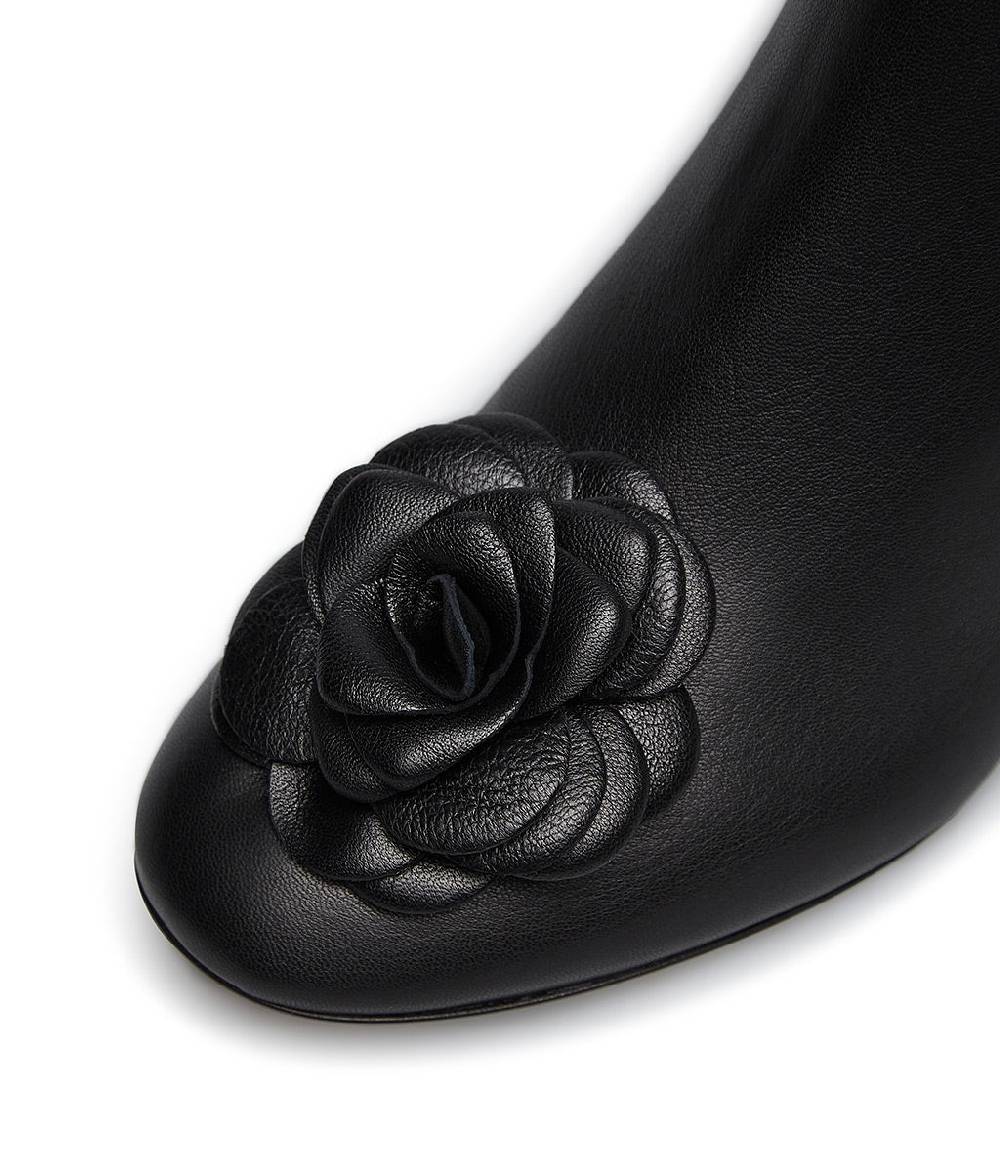 Loriblu Stivaletto in nappa nera con fiore 2025