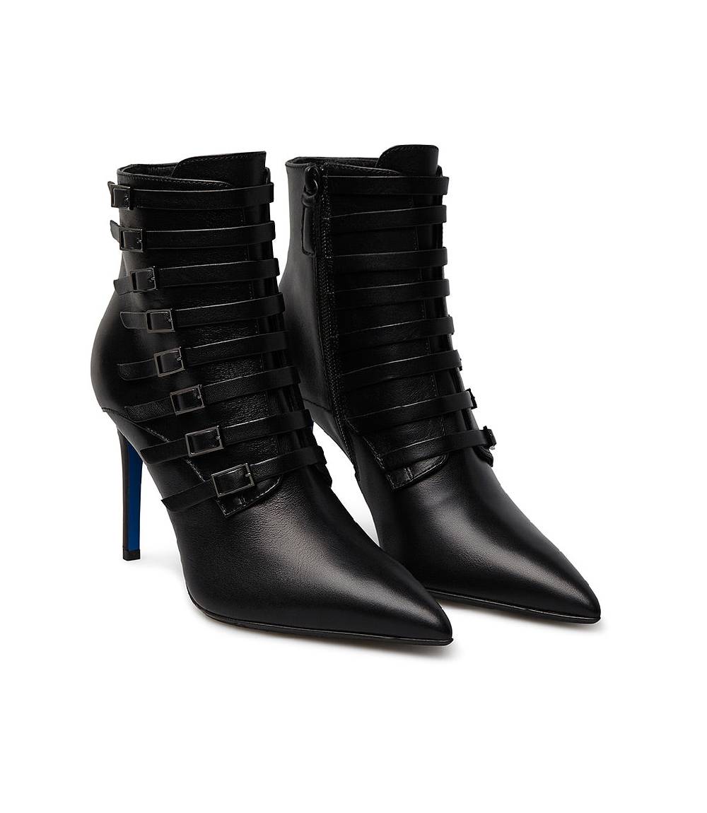Loriblu Stivaletto in nappa nera con cinturini Pezzi Unici