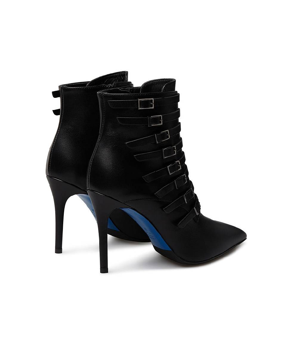 Loriblu Stivaletto in nappa nera con cinturini Pezzi Unici