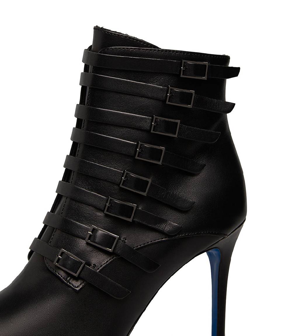 Loriblu Stivaletto in nappa nera con cinturini Pezzi Unici