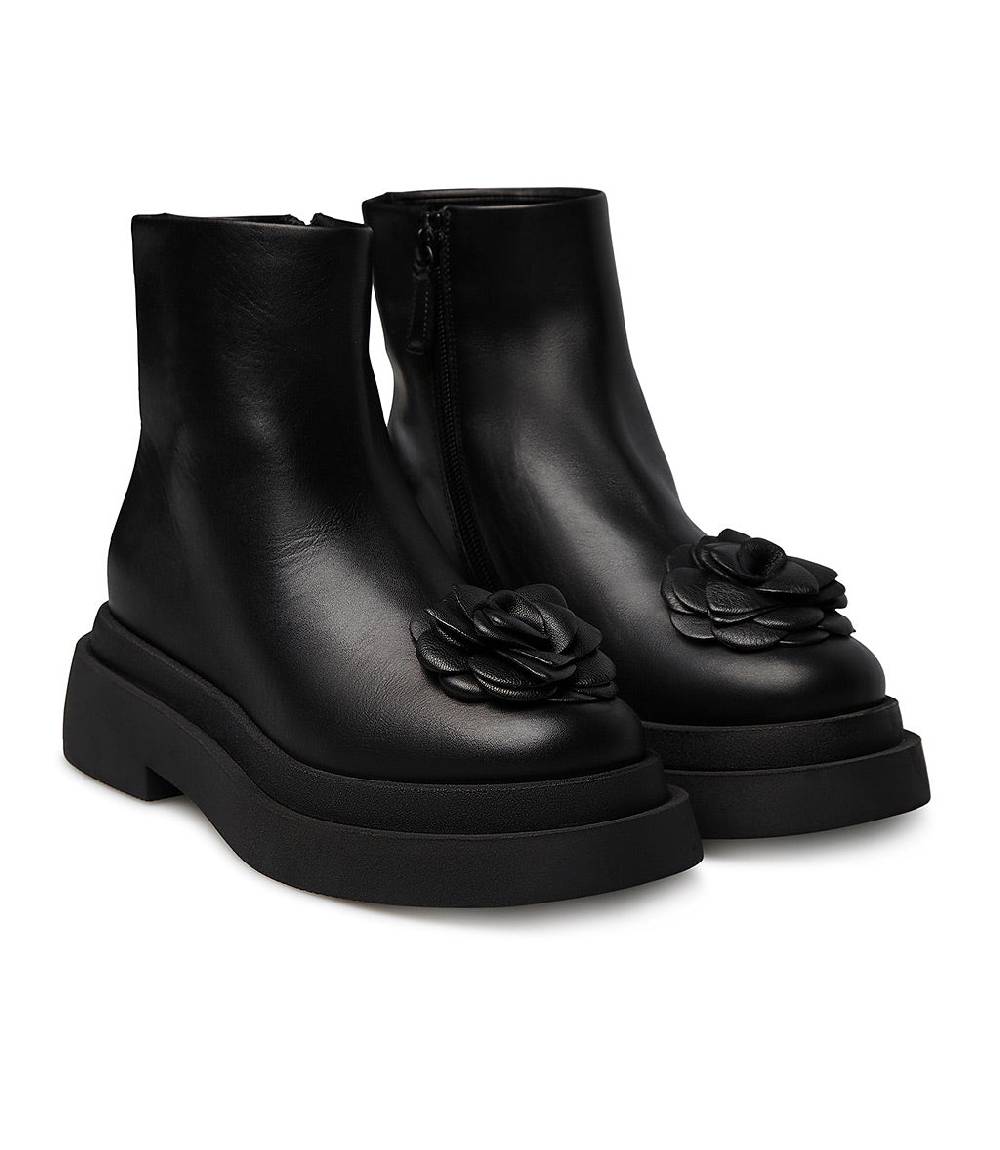 Loriblu Stivaletto in vitello nero con fiore Qualità Garantita