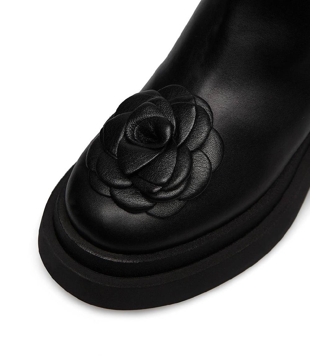 Loriblu Stivaletto in vitello nero con fiore Qualità Garantita