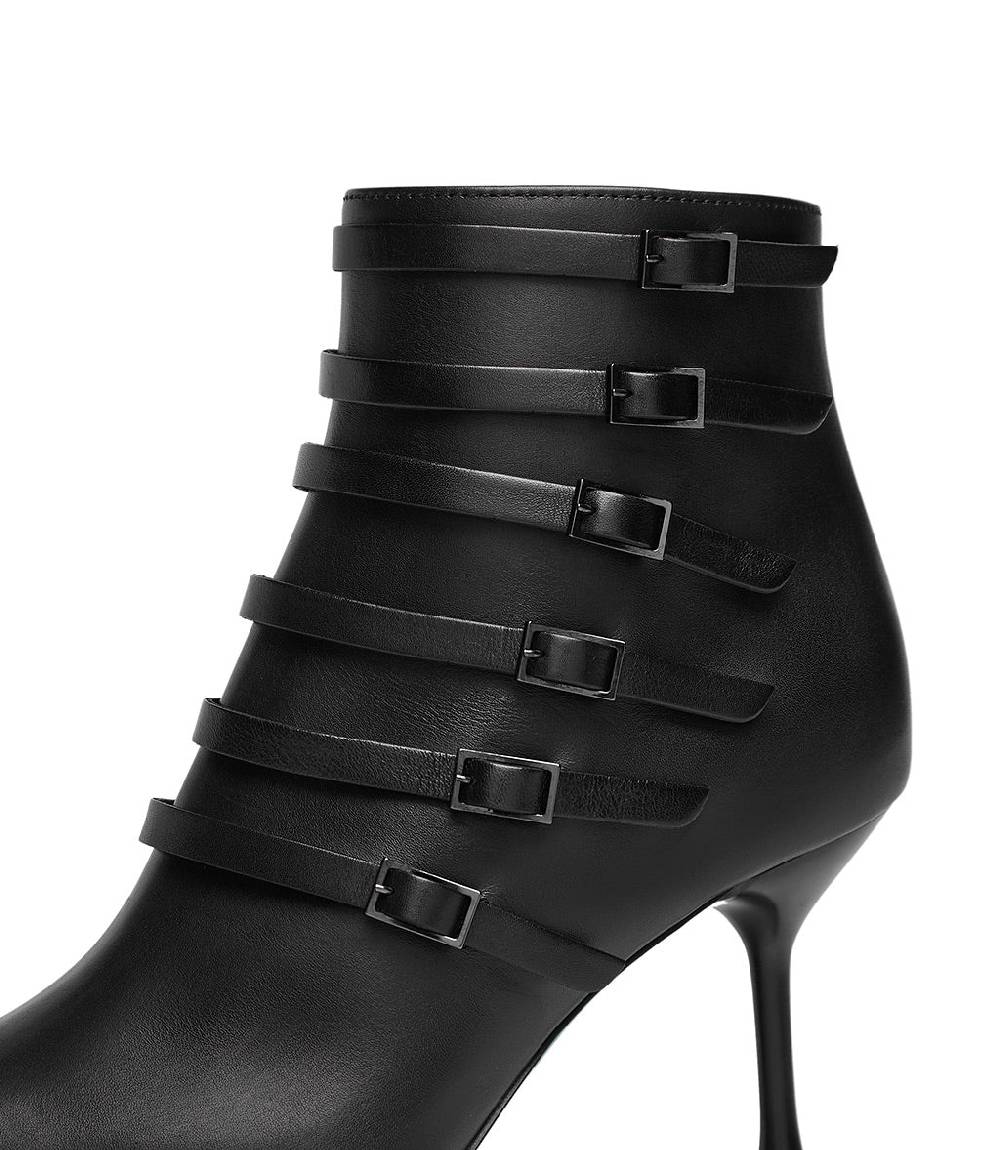 Loriblu Stivaletto in nappa nera con cinturini Fino Al -60%