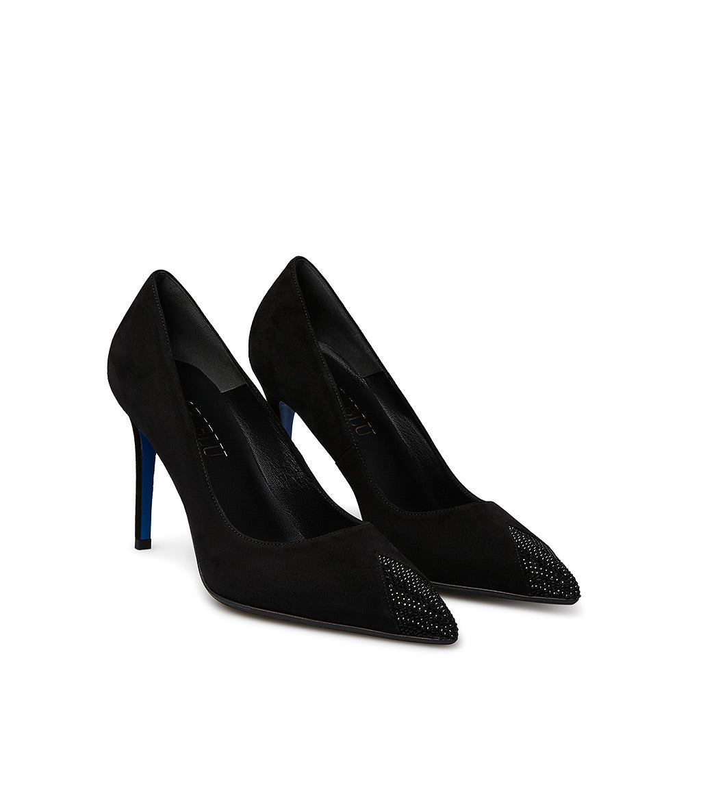 Loriblu Décolleté in nappa nera con cristalli Offerta