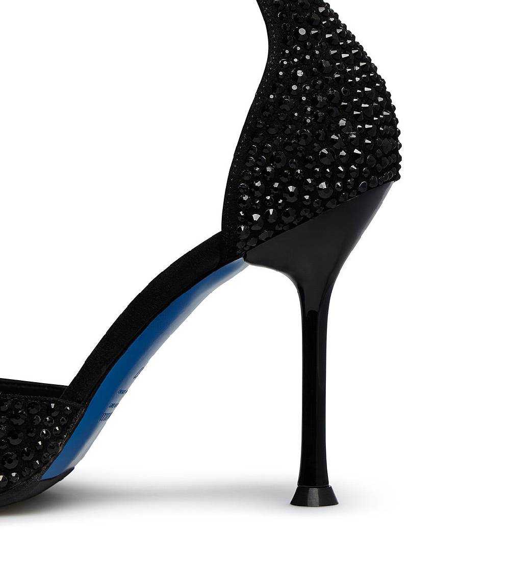Loriblu Décolleté gioiello in raso nero con cristalli all-over Offerte