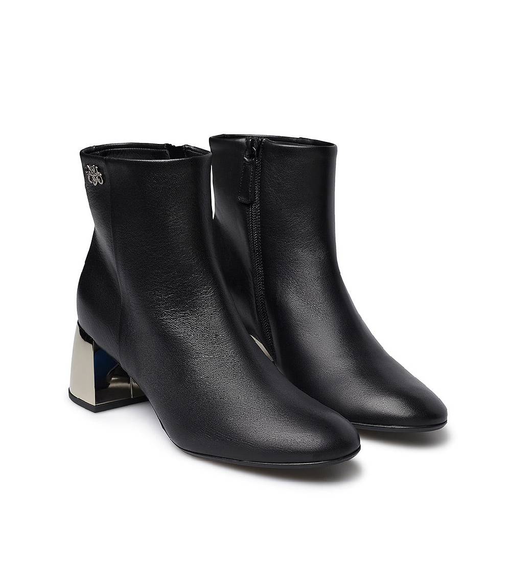 Loriblu Stivaletto in nappa nera con tacco metal argento Saldi Di Fabbrica