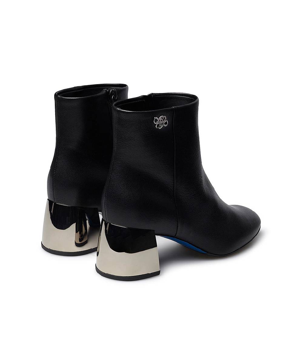 Loriblu Stivaletto in nappa nera con tacco metal argento Saldi Di Fabbrica