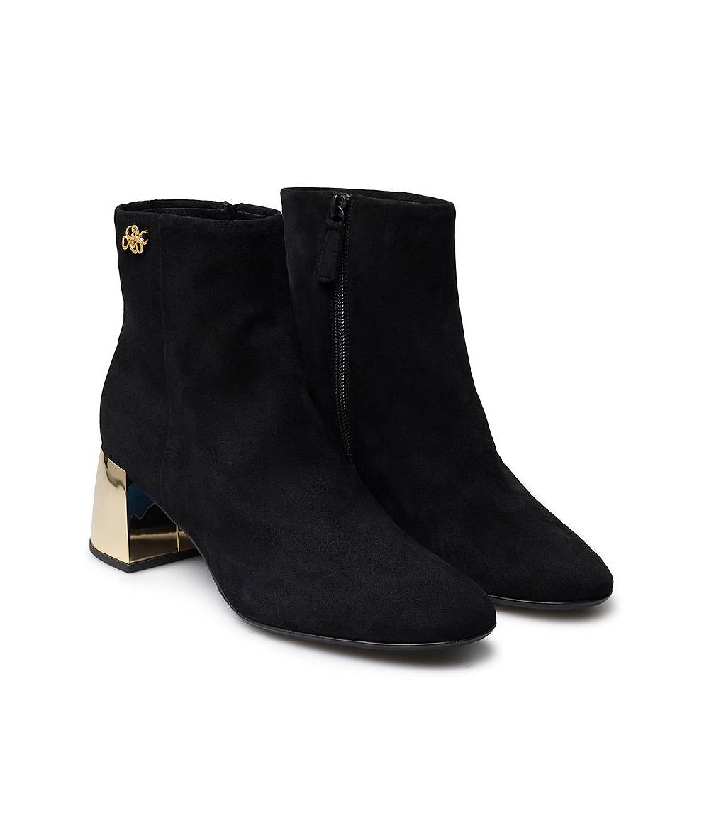 Loriblu Stivaletto in camoscio nero con tacco metal oro I Più Venduti