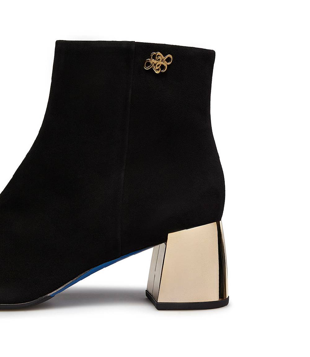 Loriblu Stivaletto in camoscio nero con tacco metal oro I Più Venduti