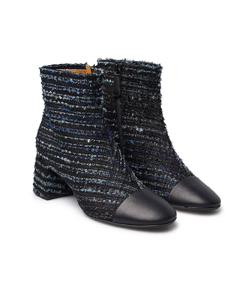 Loriblu Stivaletto in tessuto tweed e nappa blu Vendite Flash