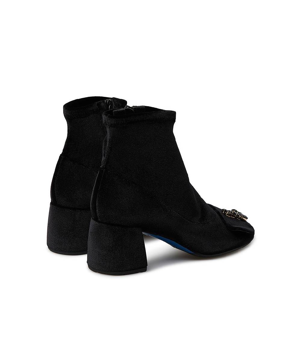 Loriblu Stivaletti in velluto nero con Logo Signature cristalli Negozio