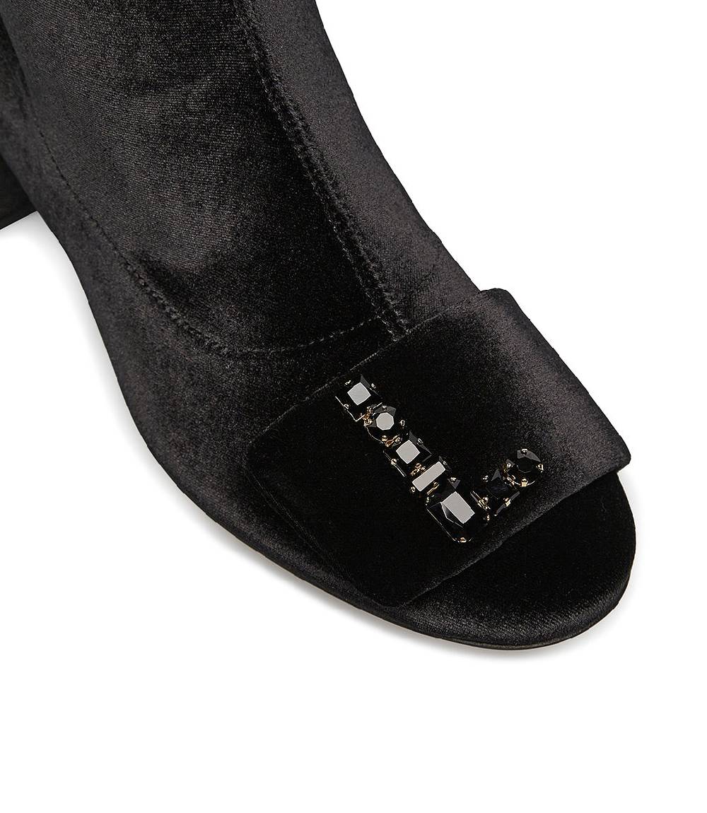 Loriblu Stivaletti in velluto nero con Logo Signature cristalli Negozio