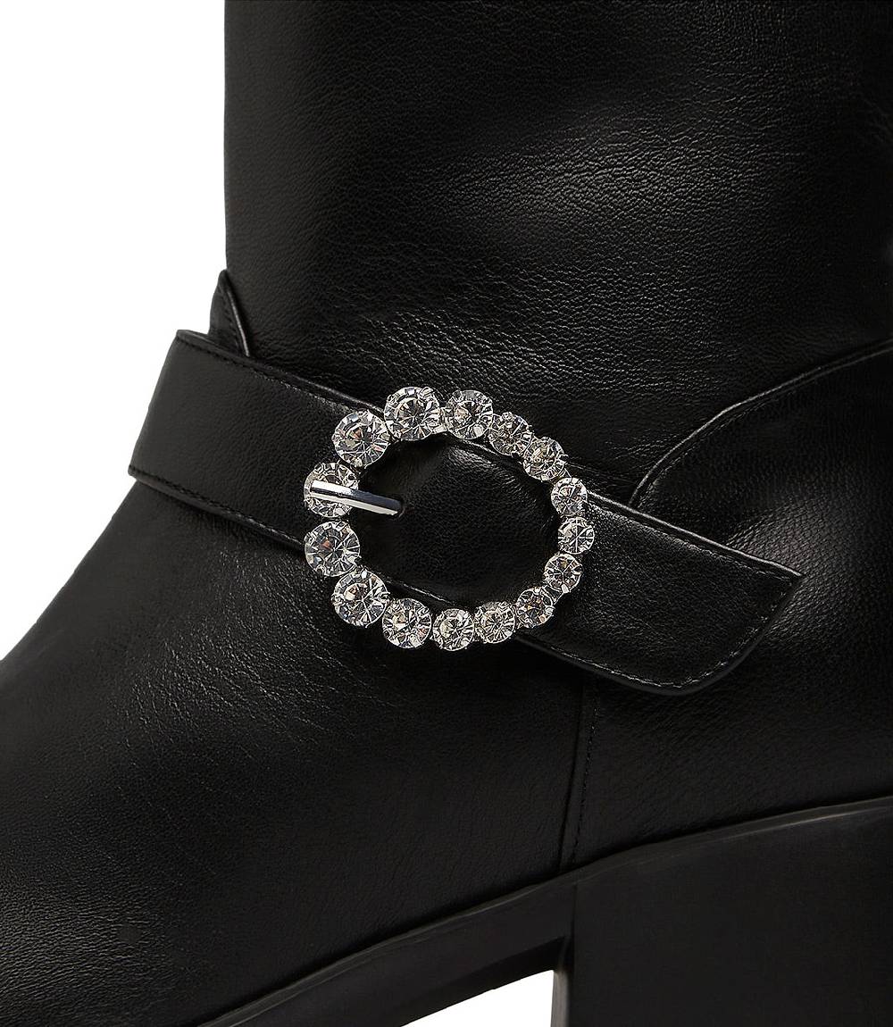 Loriblu Stivaletto in nappa nera con fibbia gioiello In Saldo