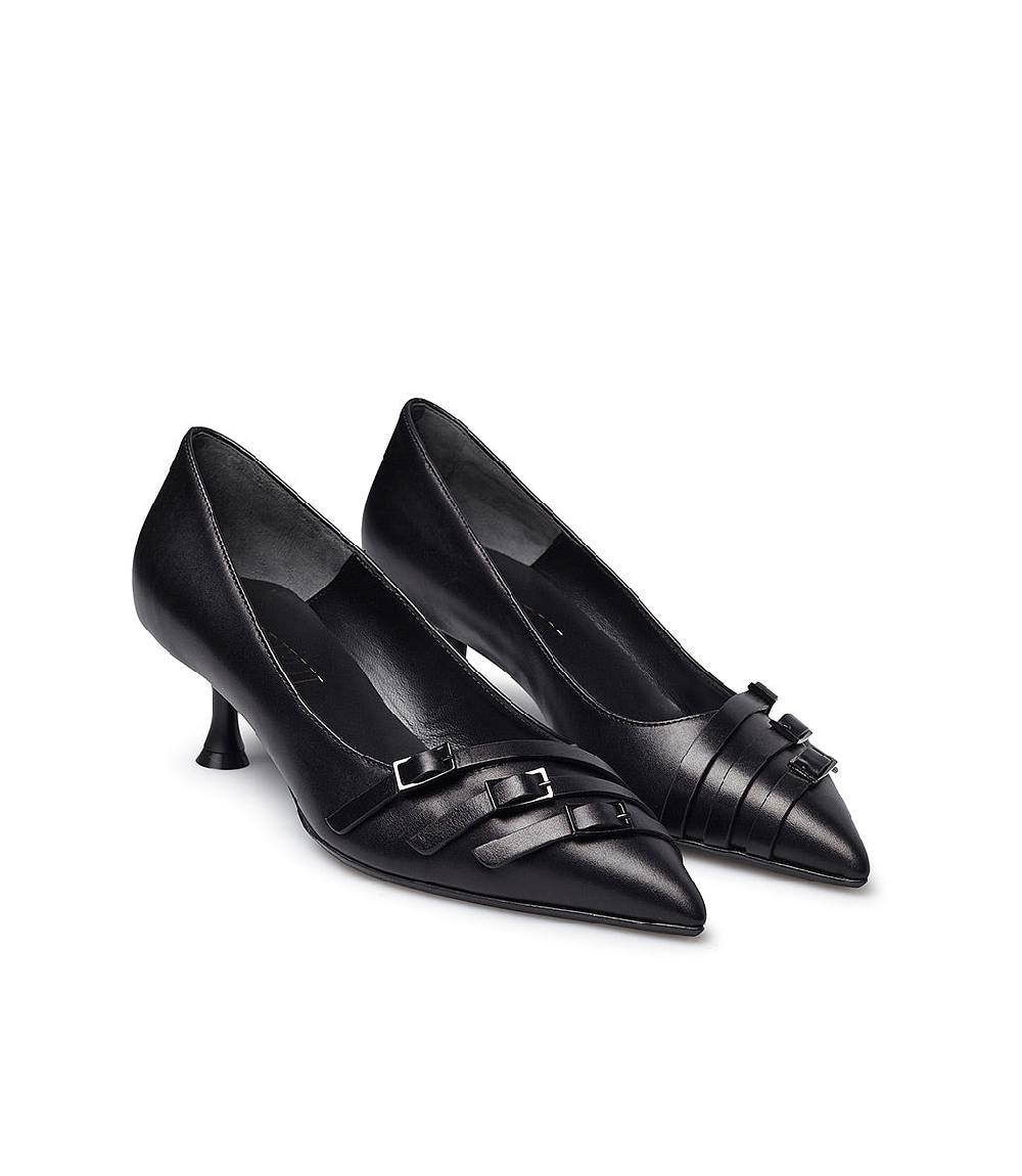 Loriblu Décolleté in nappa nera con cinturini Nuova